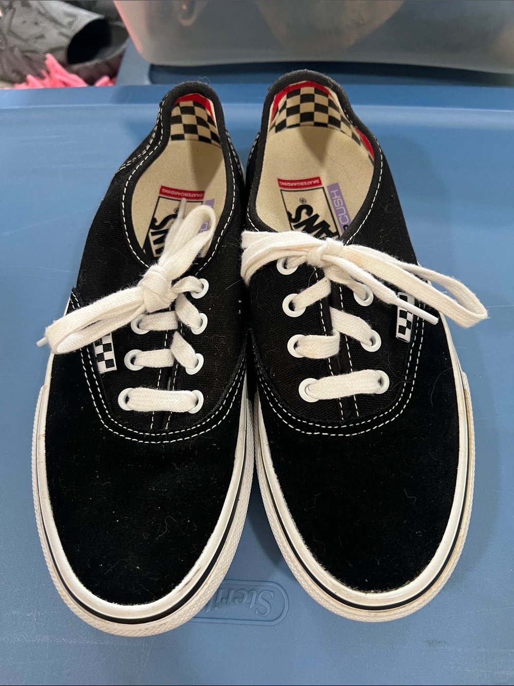 Vans Black Canvas Low-Top Sneakers with Checkerboard Collar